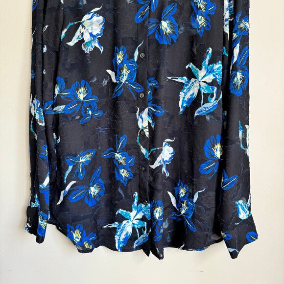 Banana Republic Women's Button Top Medium Floral Sheer Dark Romantic Whimsigoth - Picture 3 of 12